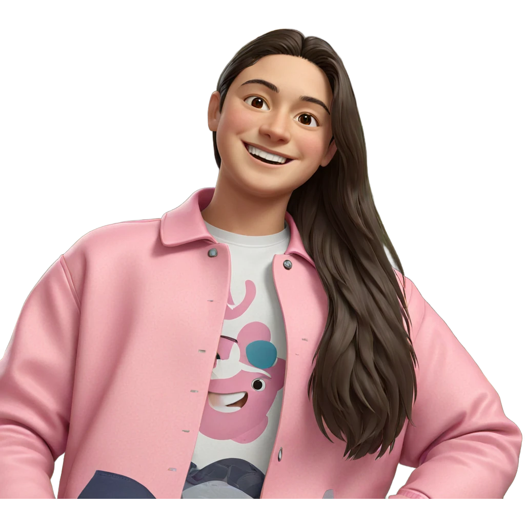 smiling boy in pink jacket emoji