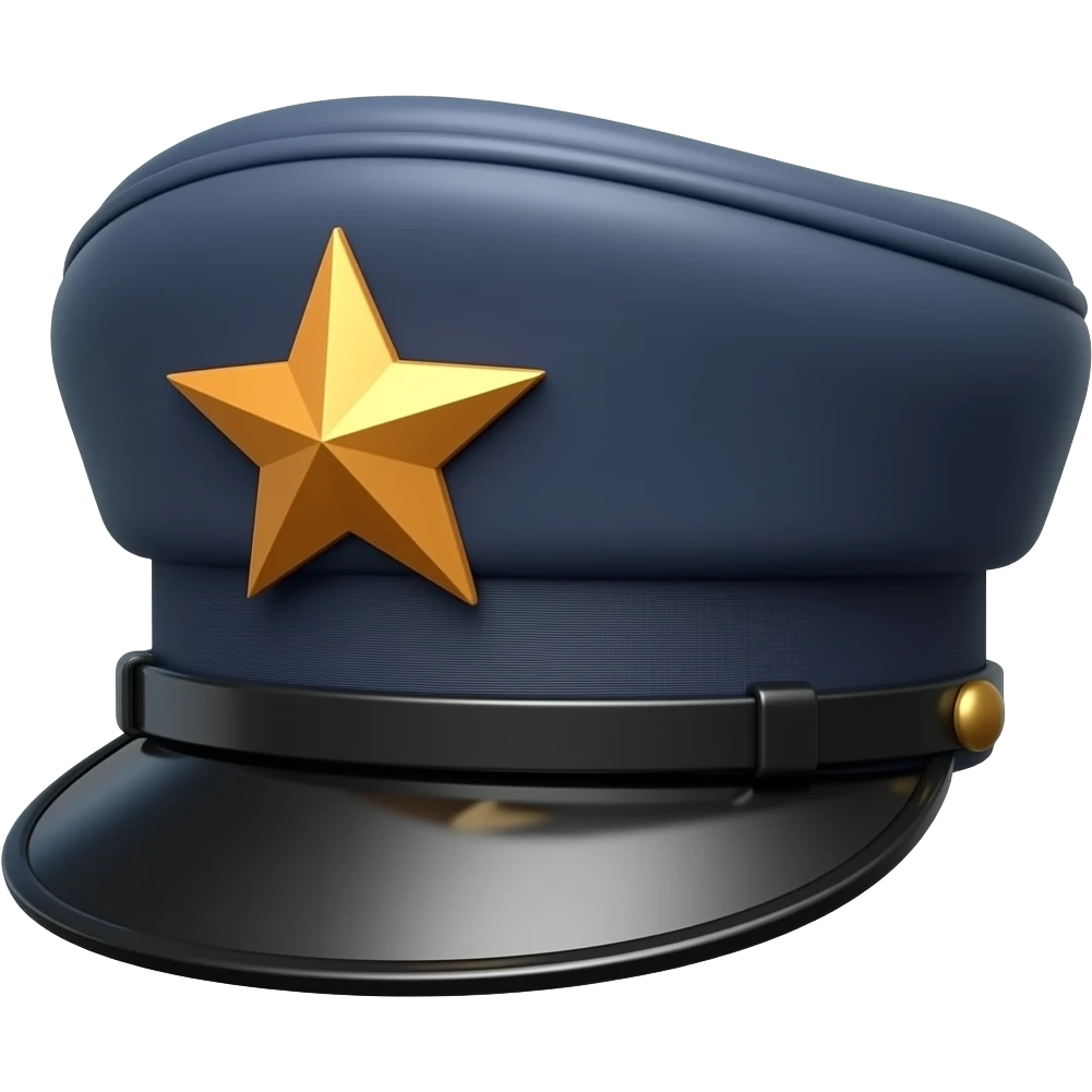 flat black shiny Peaked Breton Kepi hat with pastel orange and gold star on it emoji