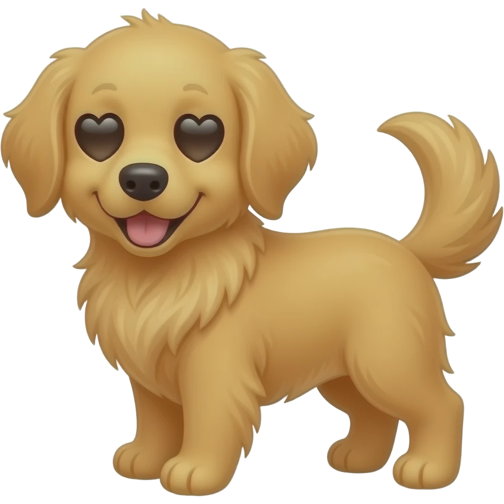 a cute dog with eyes as hearts emoji