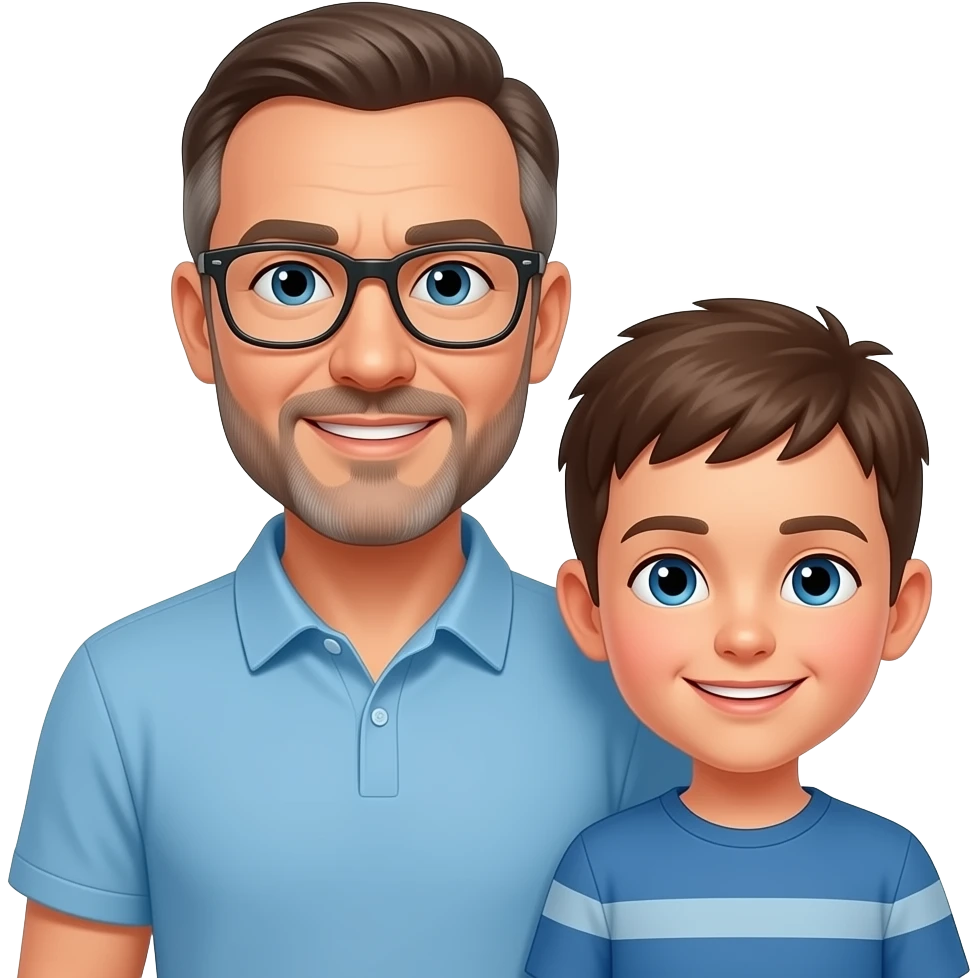 Papà calvo con figlio emoji