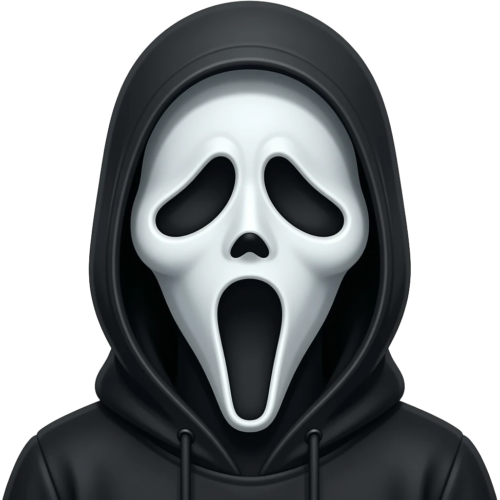 Make me be wearing a ghostface emoji