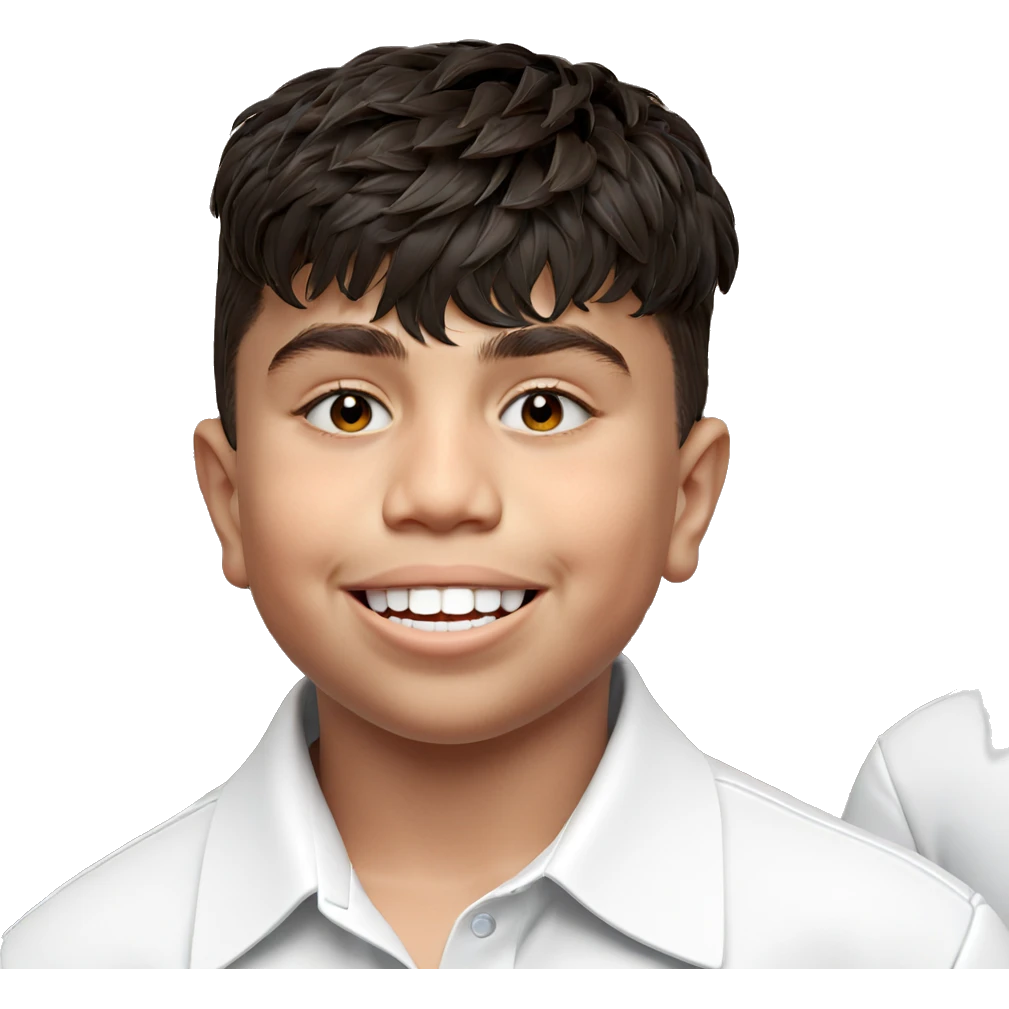 smiling boy in white shirt emoji