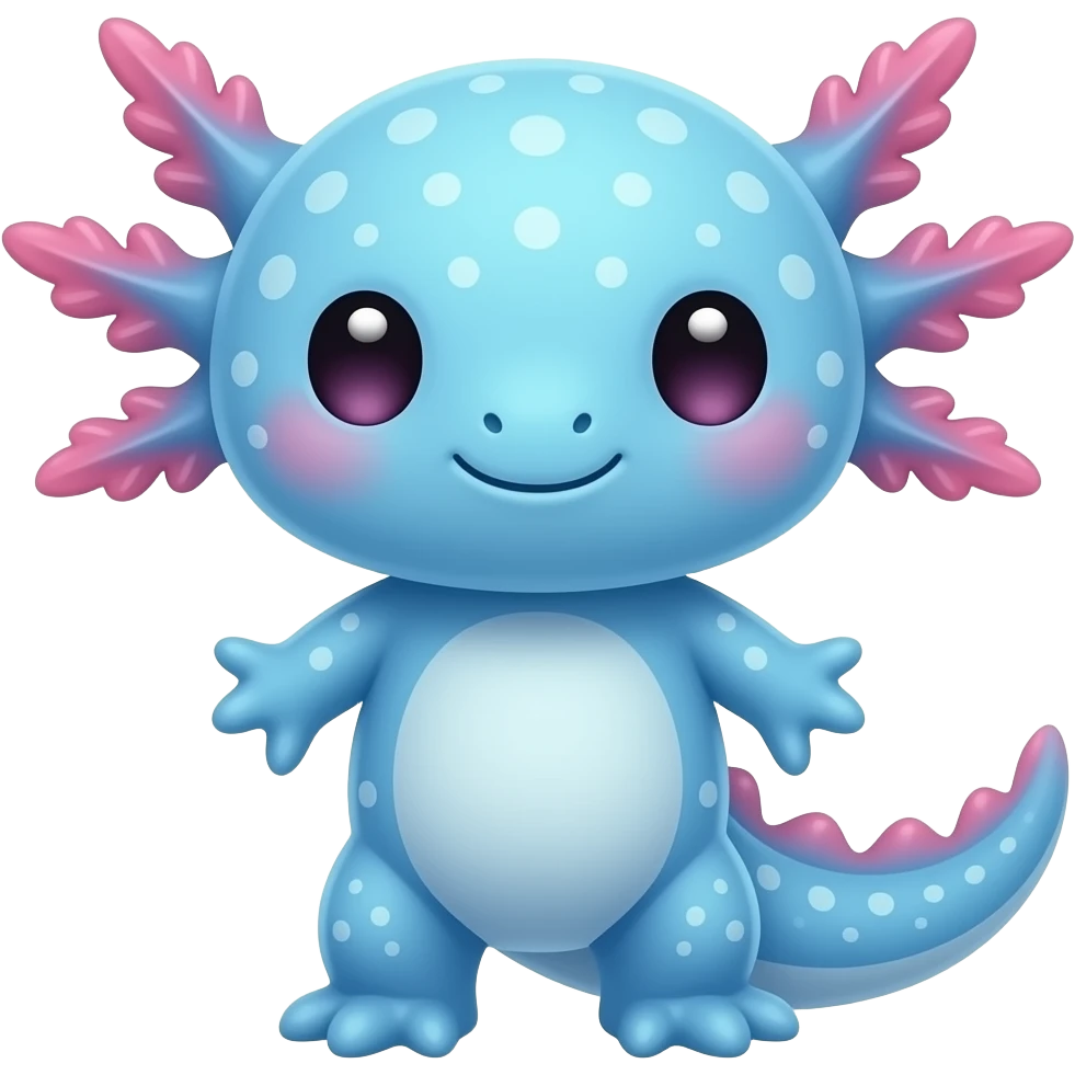 Ajolote azul con cara kawaii emoji