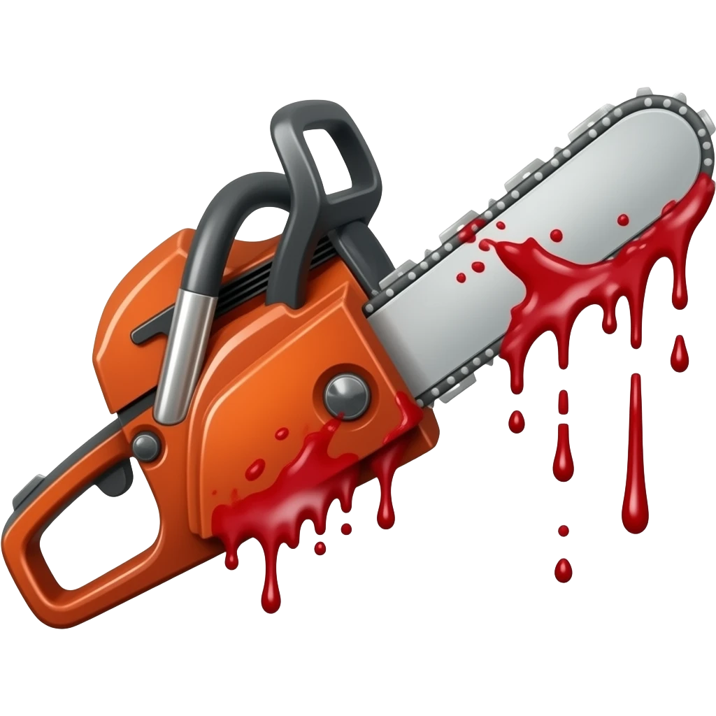 Red chainsaw with blood emoji