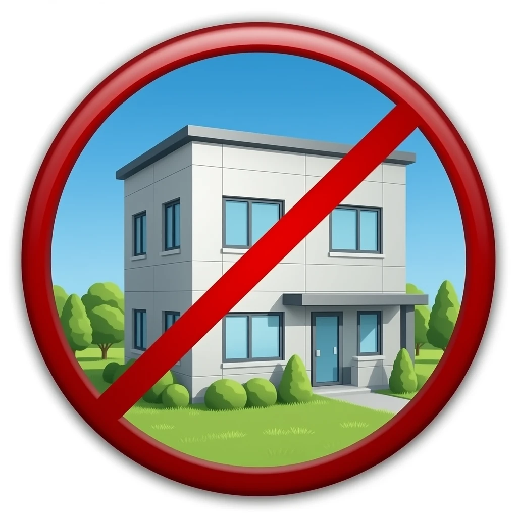 an office building within a red circle with red line across the circle to depict that I'm not working today - space outside the circle should be black emoji