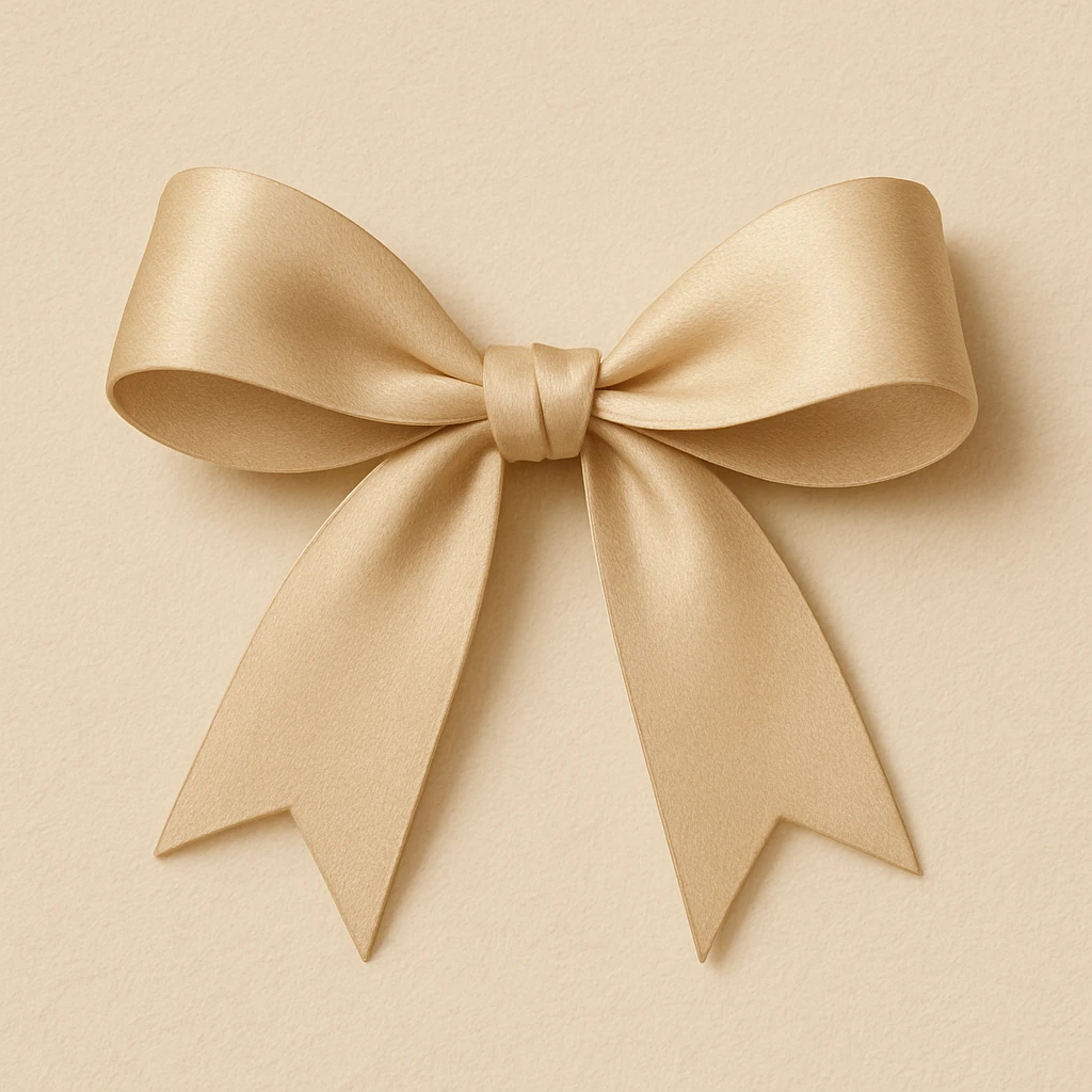 a simple beige bow with smooth loops and a delicate knot emoji