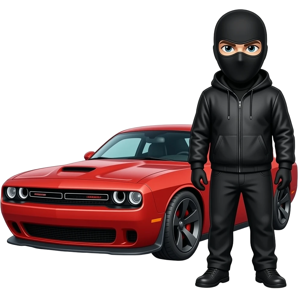 robber with ski mask and hellcat emoji
