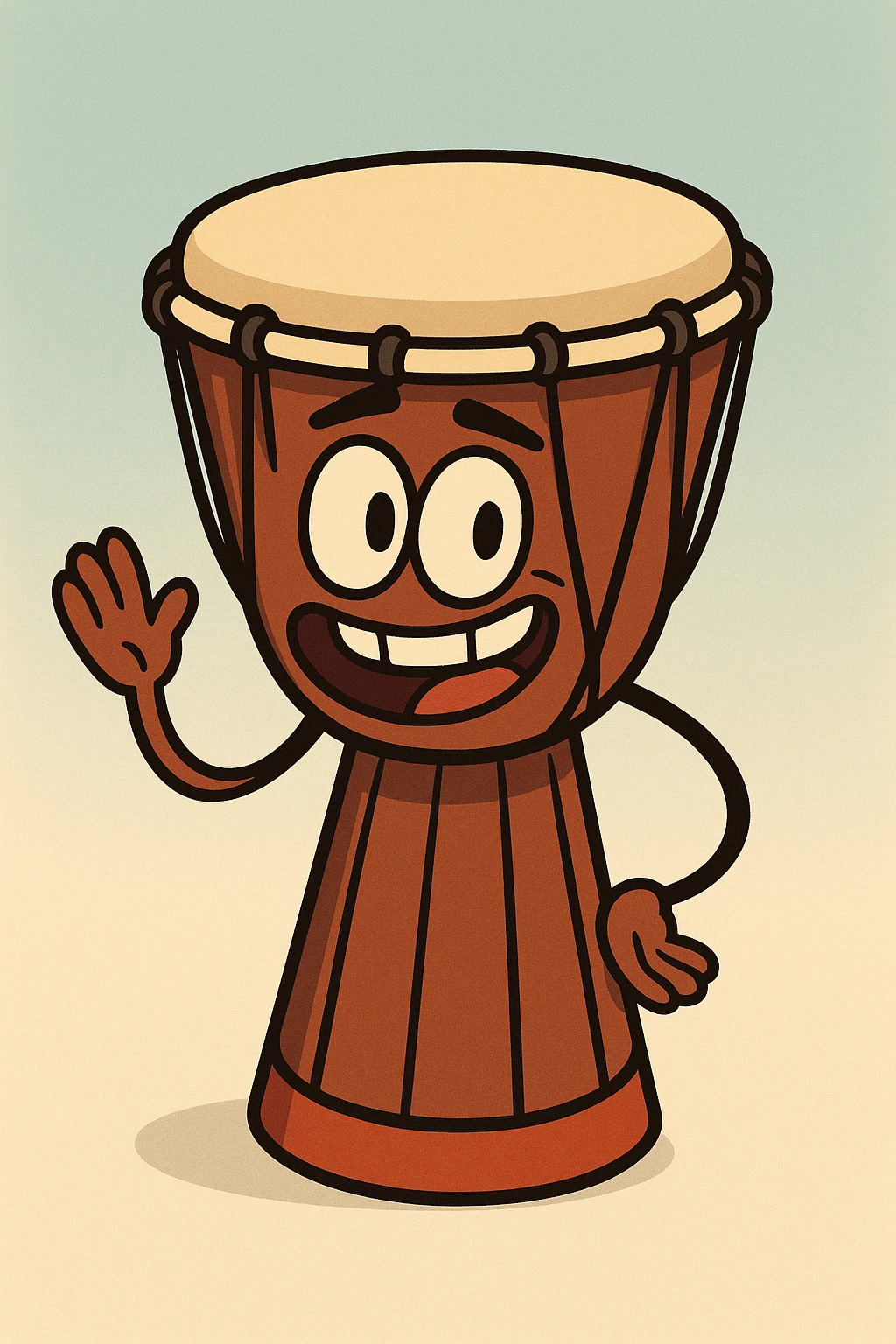 cartoon style djembe drum, colorful, simple shapes emoji