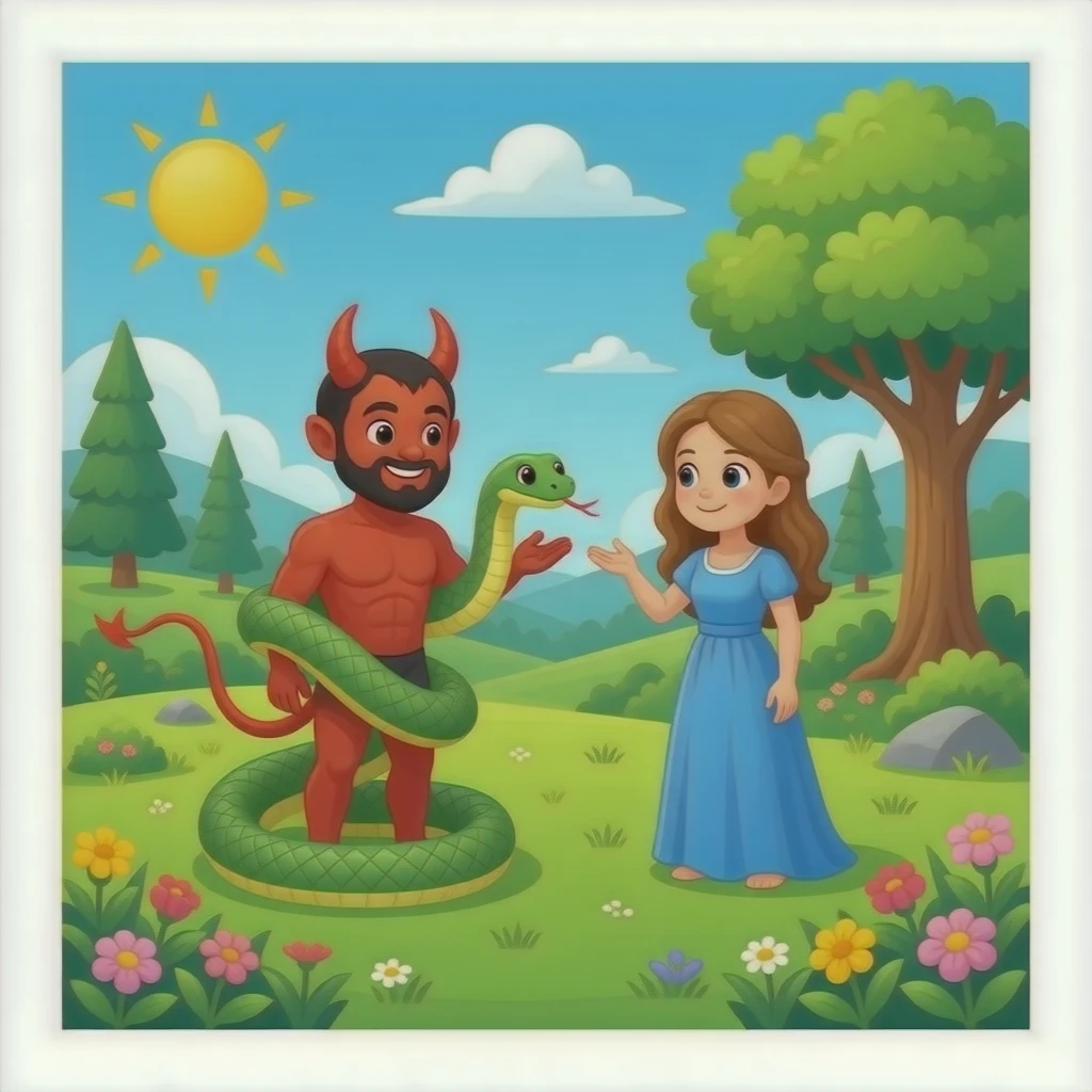 Satan as a serpent talking to eve in the garden of Eden emoji