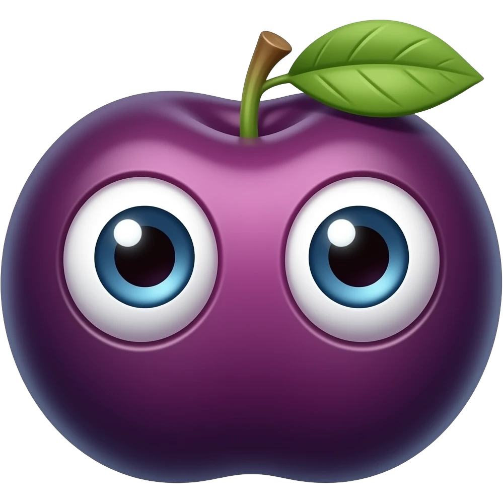 A plum in the shape of a bottom that looks posh and rich and snobby. ottom um with eyes emoji