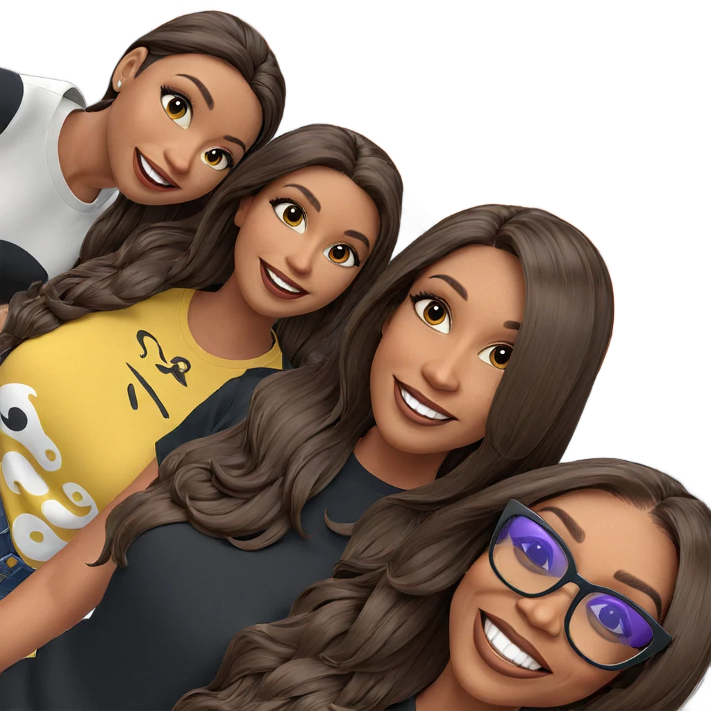 smiling girls in stylish attire emoji