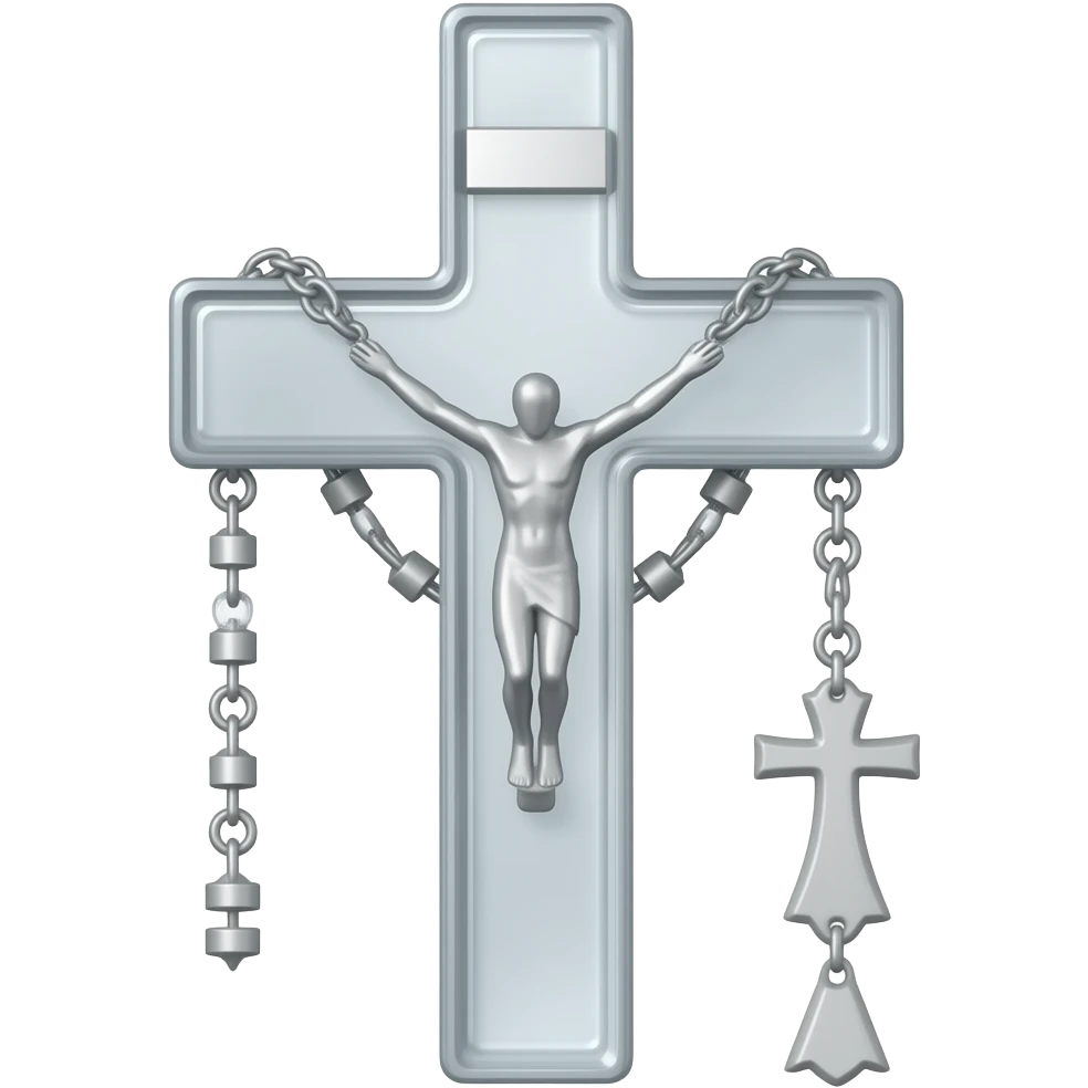 cruz sagrada silver gray  vidro brilhante com rosário silver gray vidro brilhante emoji