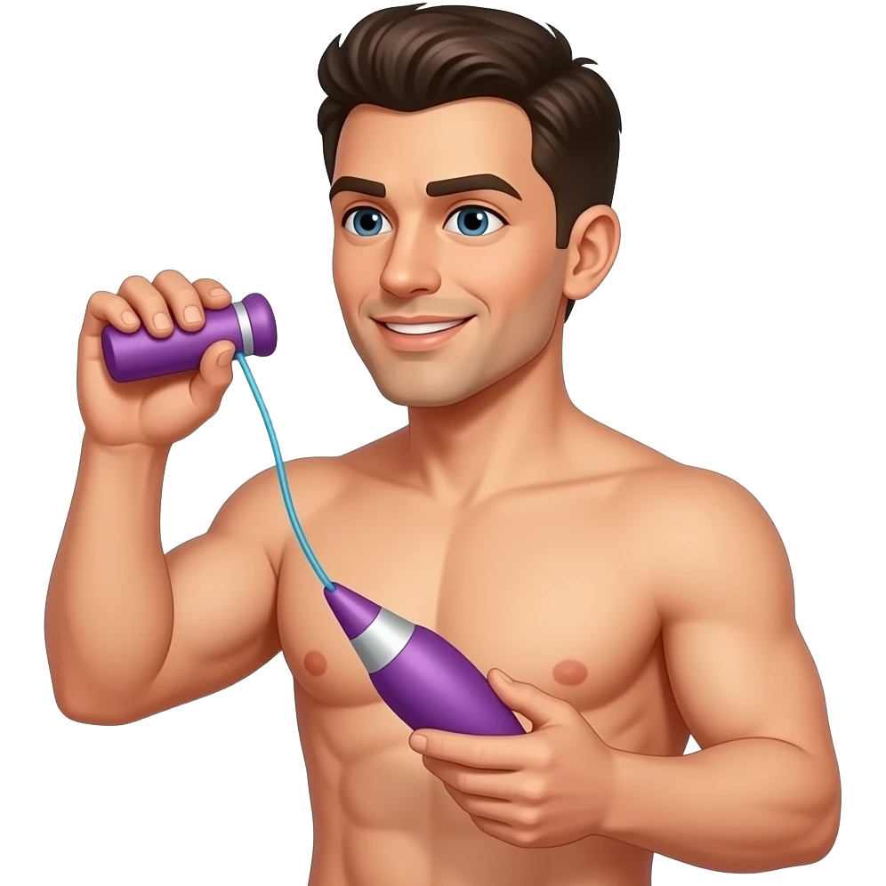 Naked man playing with adult toy emoji
