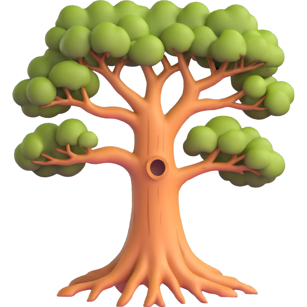 realistic tree with detailed bark texture and branches emoji