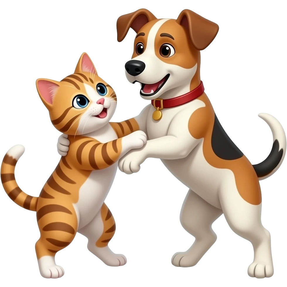 cat and dog wrestling emoji