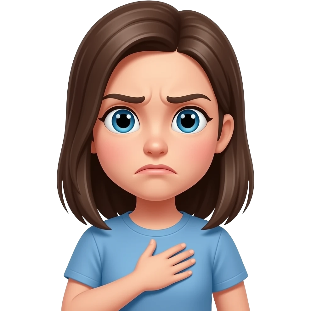 Girl with one hand on chest because offended disgusted face emoji emoji