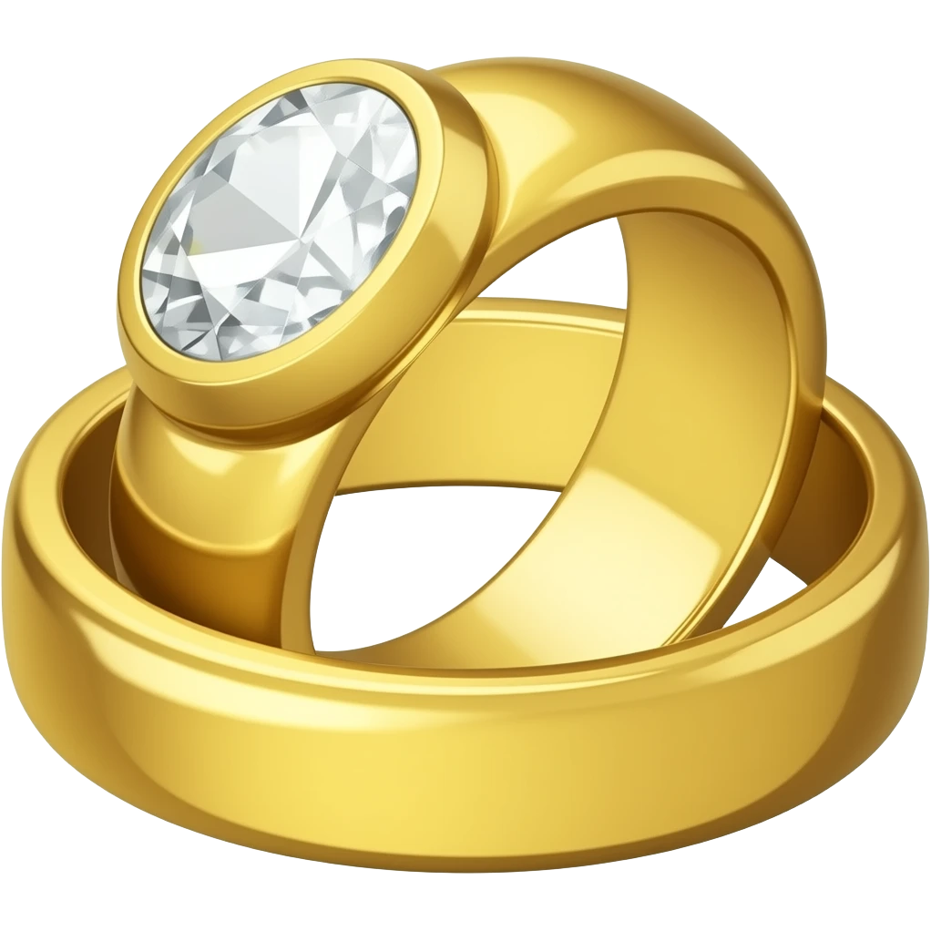 Two rings in two rings in yellow gold, one with a diamond. emoji