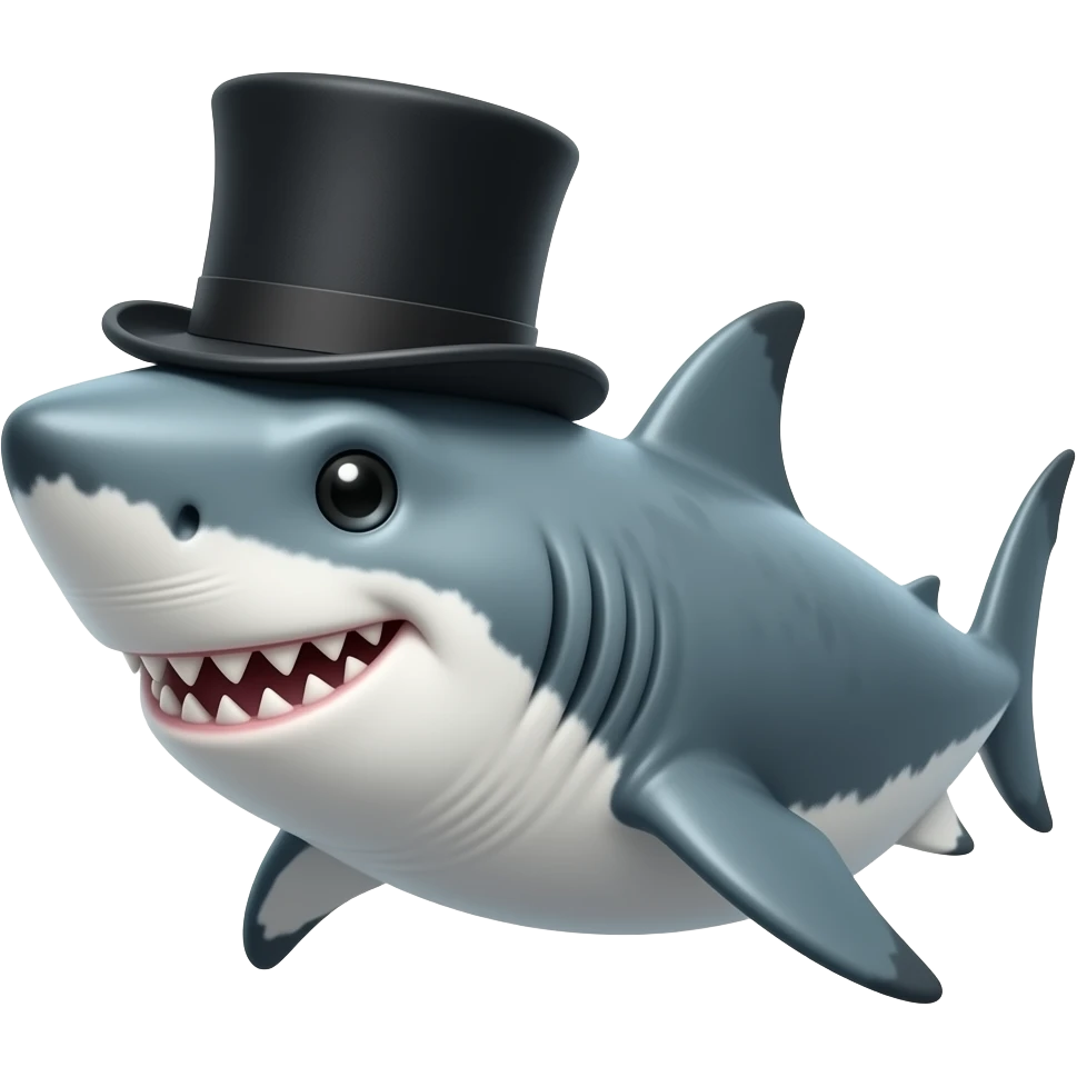 Shark with a top hat emoji
