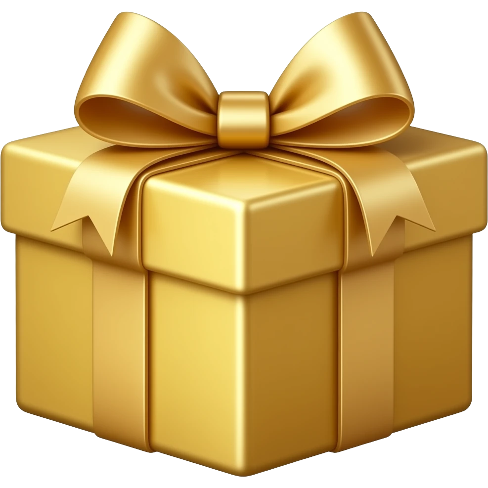 golden gift box with robbon on it emoji