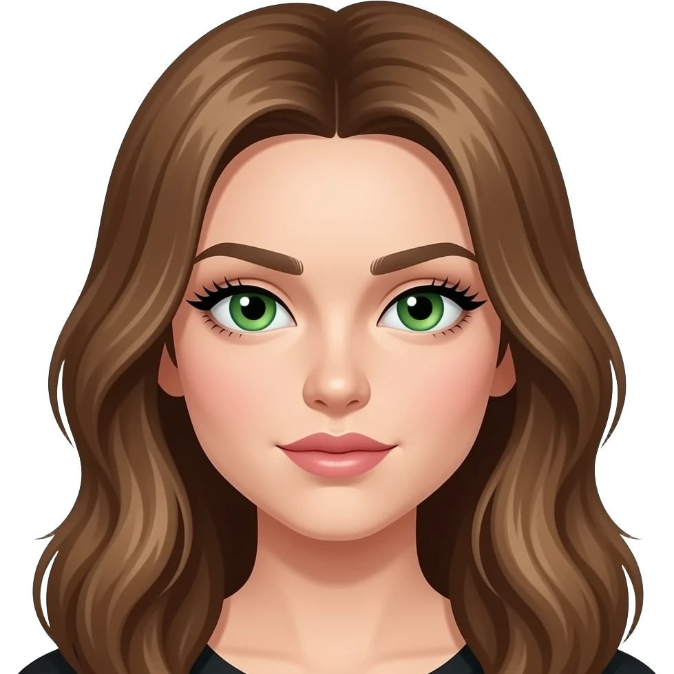 cheveux brun pale long   yeux vert faux cils full face de baddie emoji