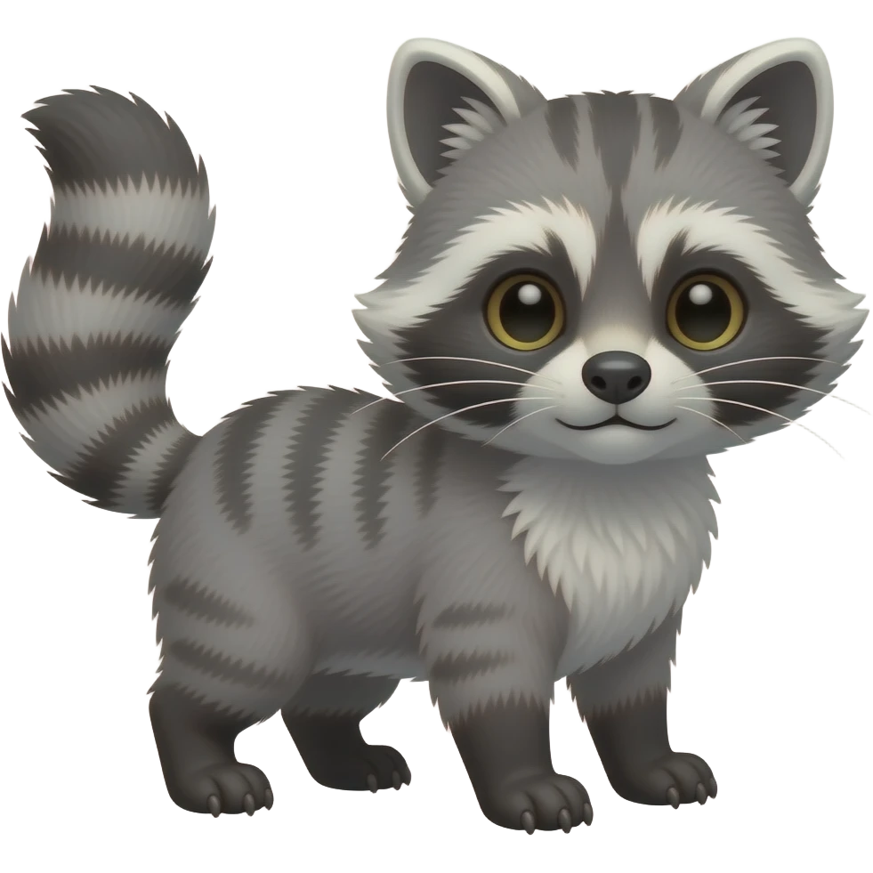 Cute realistic grey Ring-tailed cat-Cacomistle-raccoon-tanuki-feline-animal-hybrid emoji