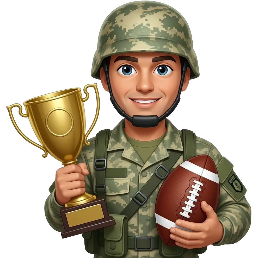 A soldier holding a football trophy emoji