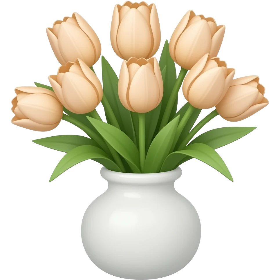 beige tulips in a white vase emoji