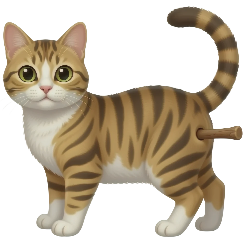 A cat having a stick stuck in it’s butt emoji