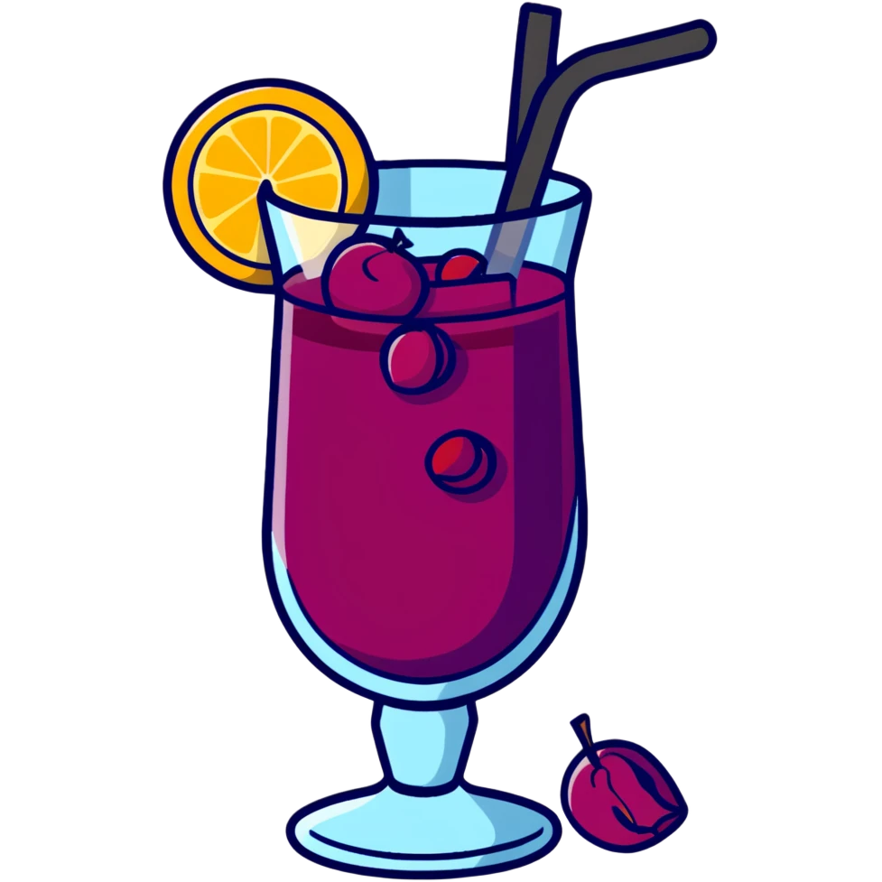 frozen slushy sangria with fruit pieces and wine emoji