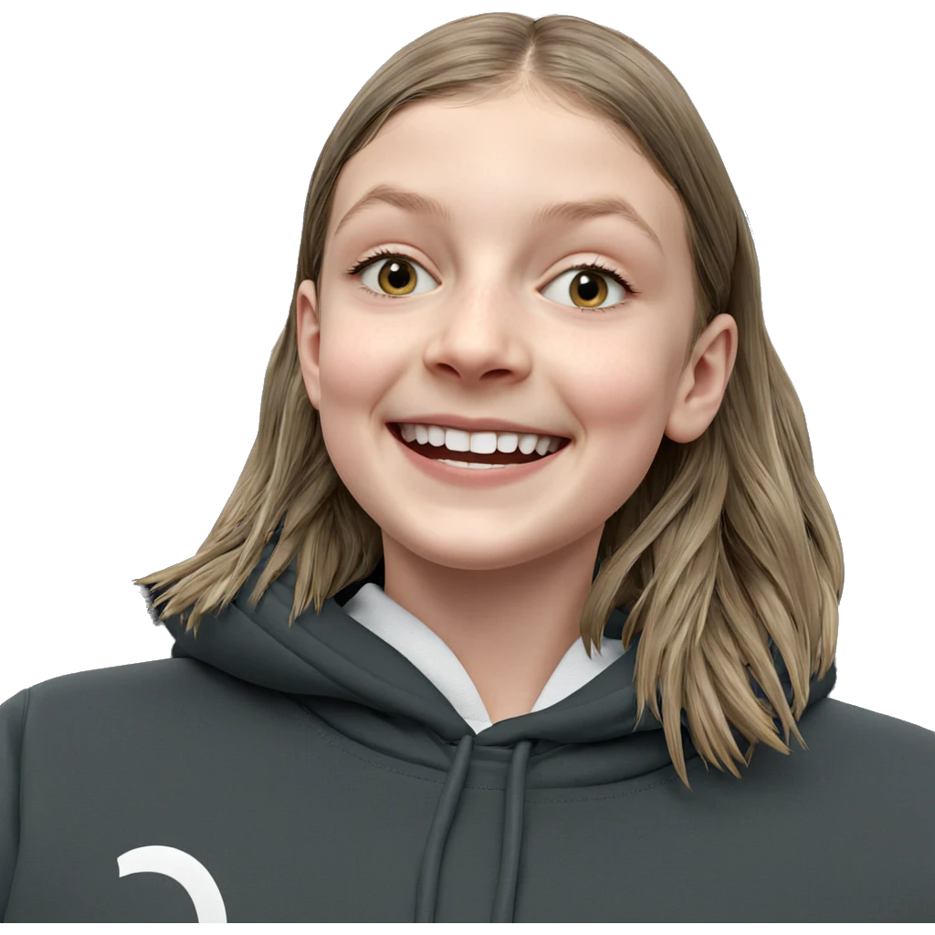 smiling girl in hoodie emoji