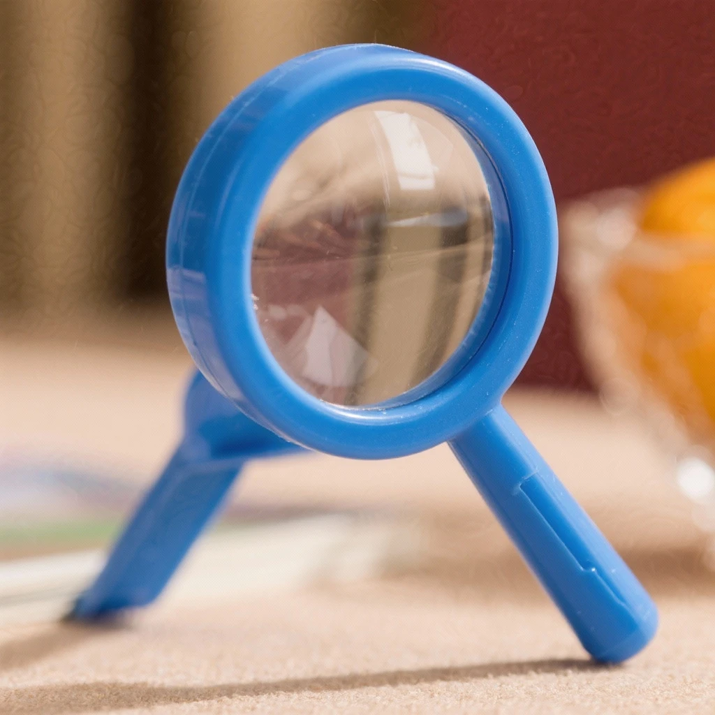 magnifying glass in blue plastic emoji