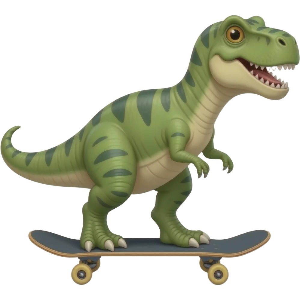 Dinosaur on a skateboard emoji