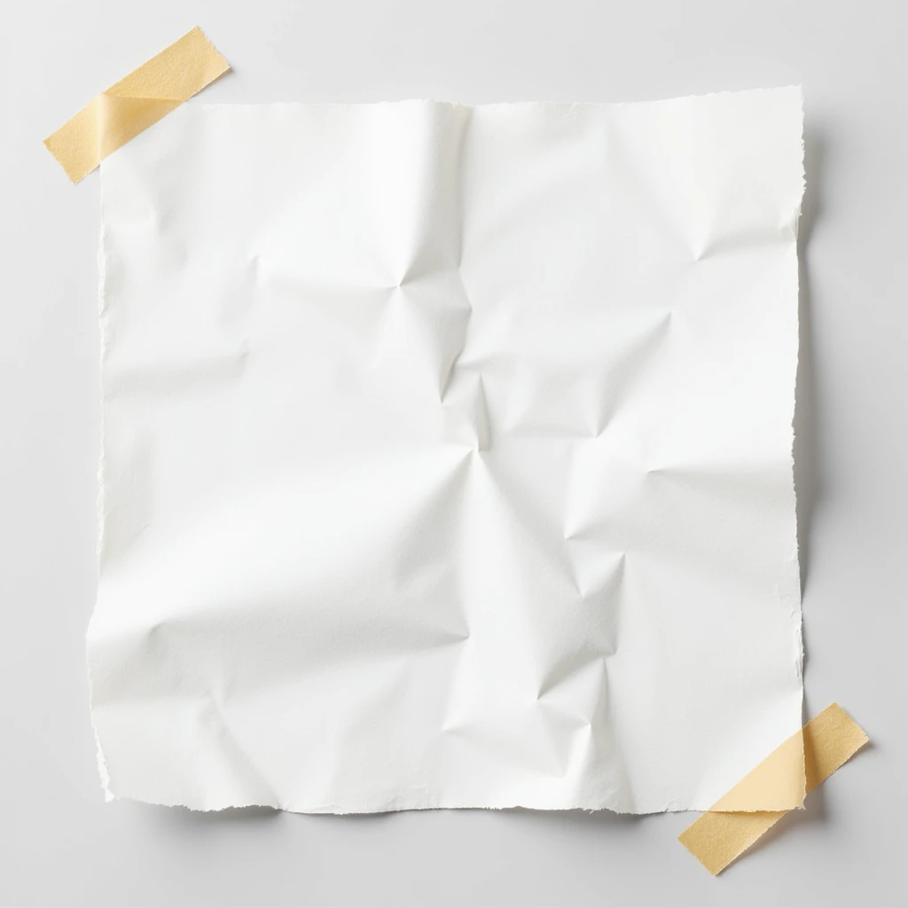 realistic minimalist style crumpled paper with adhesive tape on the edges emoji