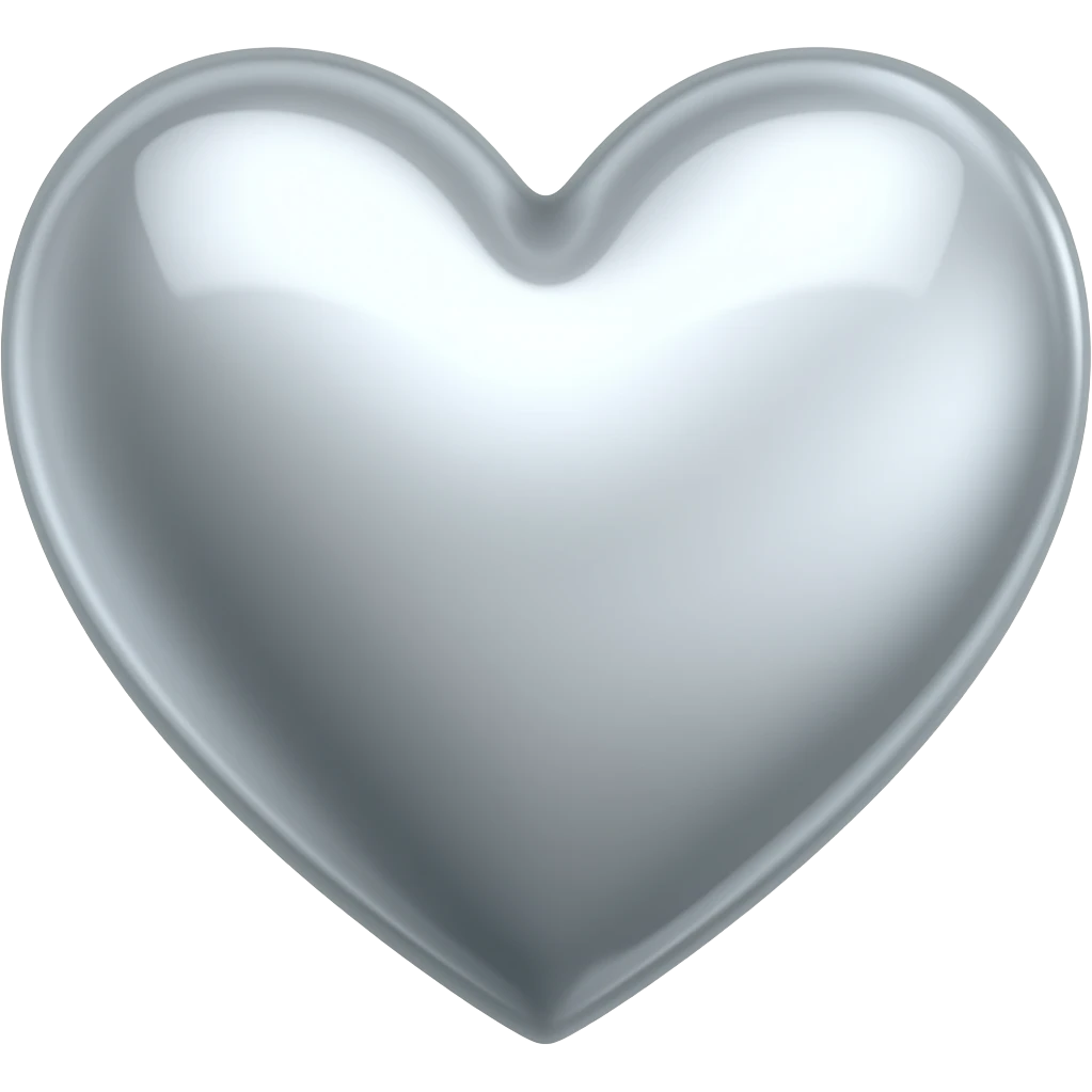 Silver chrome heart with sharp point emoji
