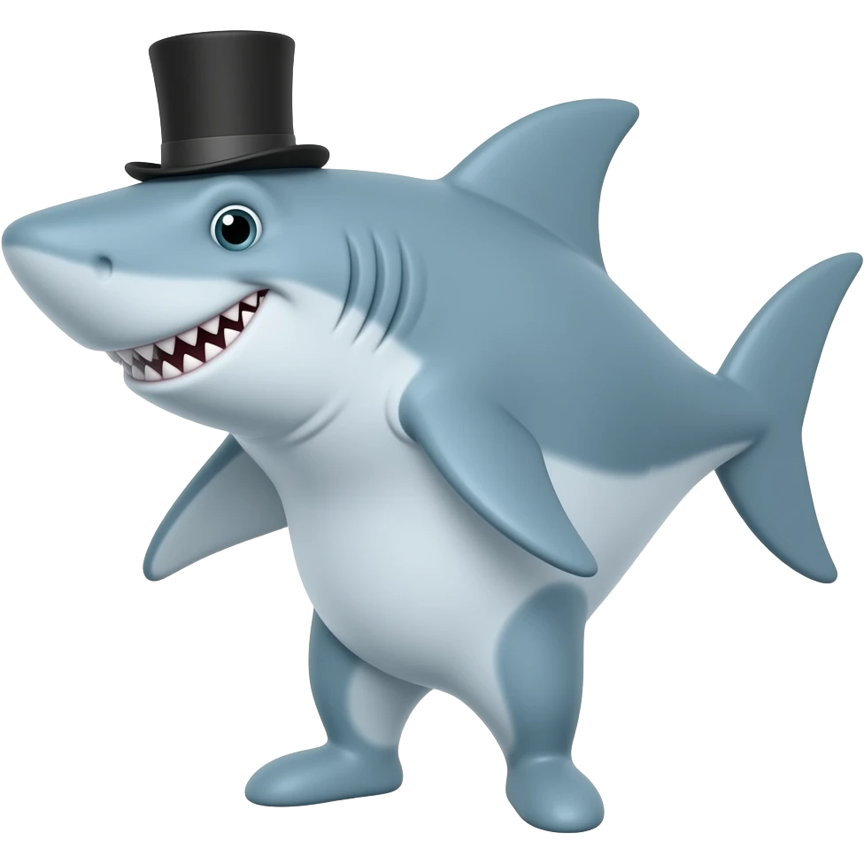 Shark with a top hat emoji