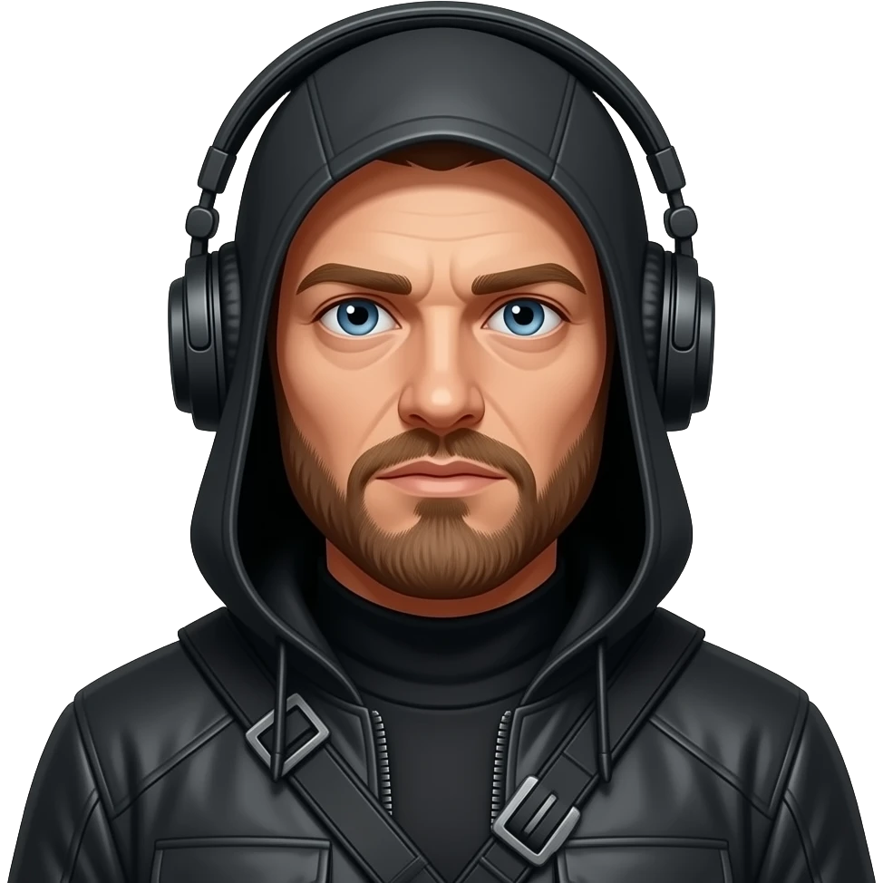 paul atreides  blue eyes with black beigehood in dune with headphone garniture emoji