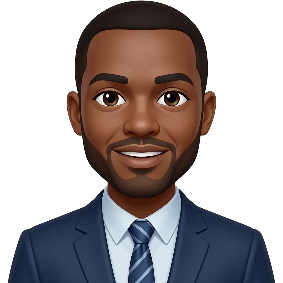 bald, African guy speaking emoji