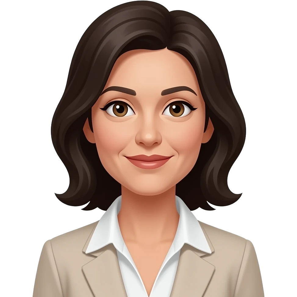 Female, early 40s, dark hair, elegant, stylish emoji