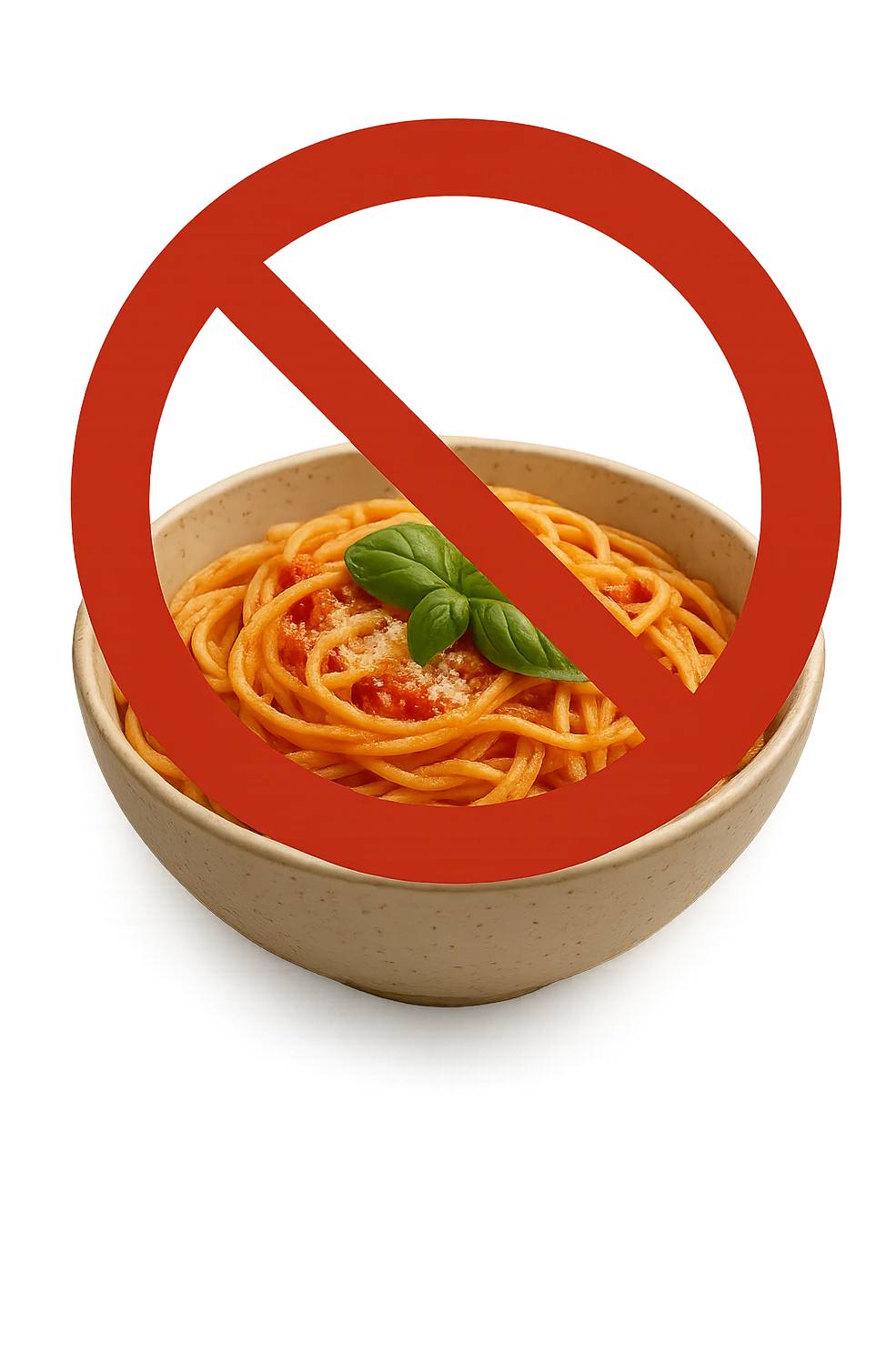 BOWL DI PASTA CON DIVIETO SOPRA,  realistici emoji
