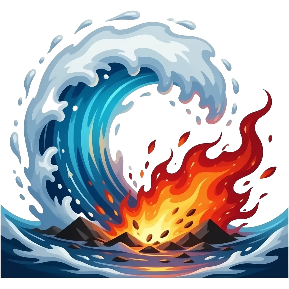 wave of magic and rage splashing together without faces emoji