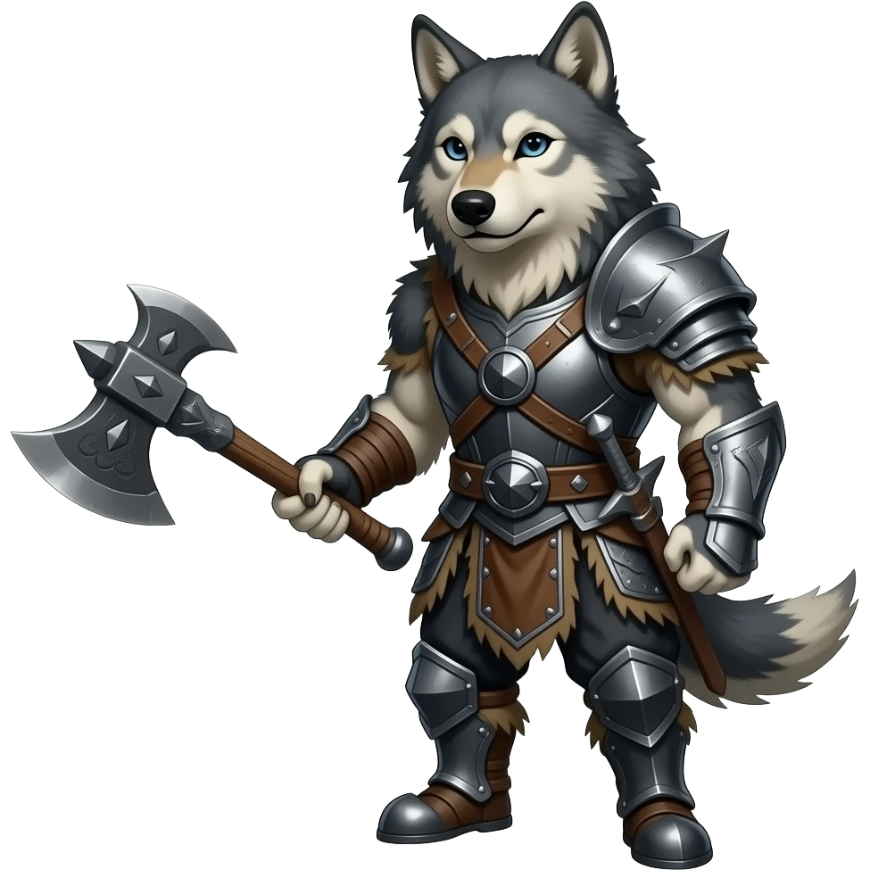 Wolf with battle axe emoji