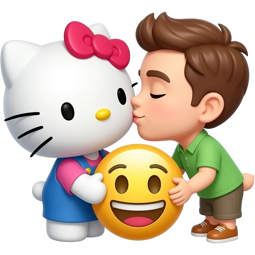 헬로키티랑 다니엘스타 커플 이모지볼뽀뽀 emoji