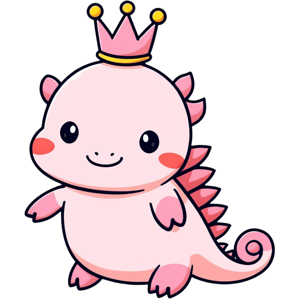 cartoon axolotl with a crown emoji