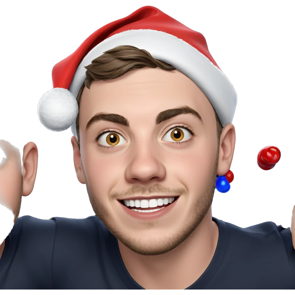 boys in santa hats smiling emoji