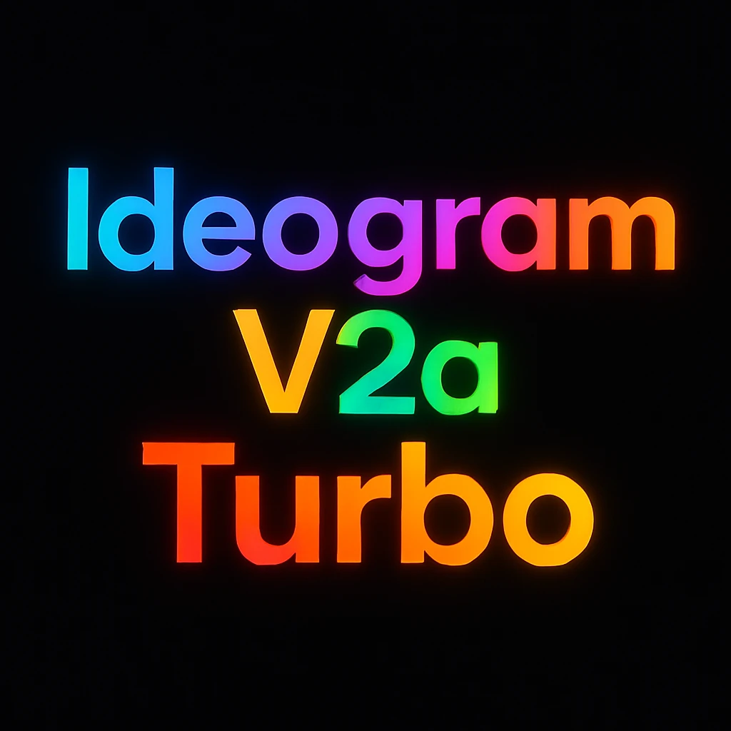 make a colorful text of "Ideogram V2a Turbo", black background emoji