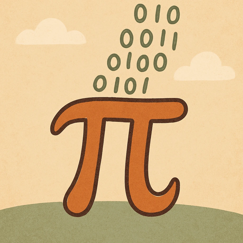  combine the π (pi) math symbol, binary code emerging from it. emoji