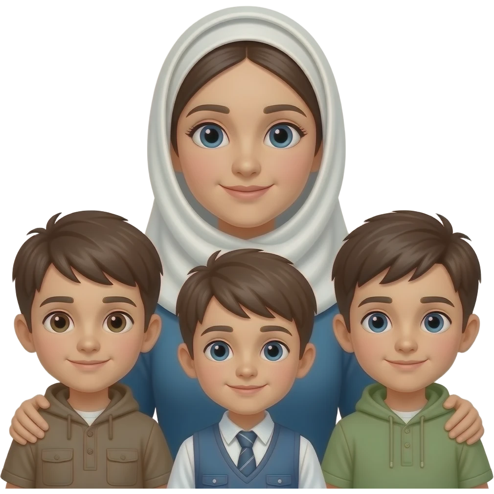 Veiled  Mom and 3 sons emoji