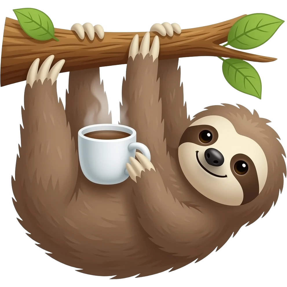 hanging sloth tree coffee emoji