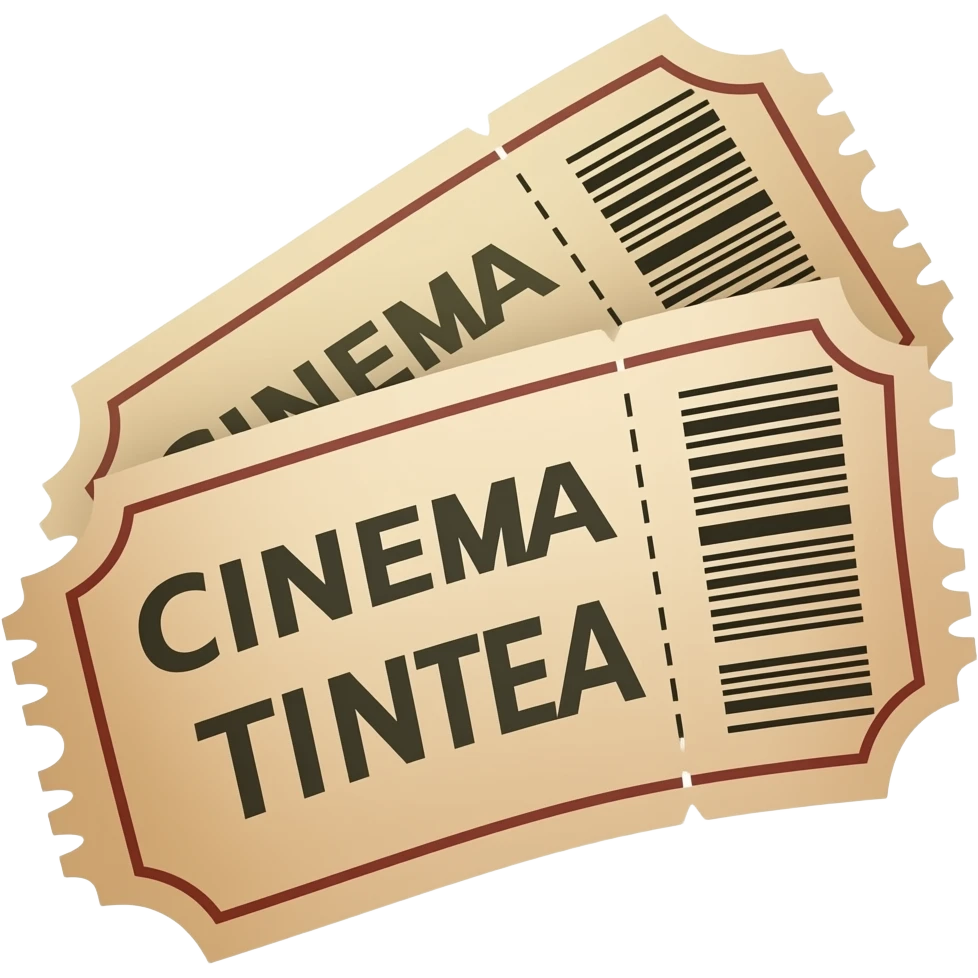 Mach Ein Kino Ticket Emoji ohne Text, man sieht nur tickets im beschen ton und einen bar code die färbe soll eher etwas helleres braun sien das zweite ticket etwas rotierter passend dahinter emoji