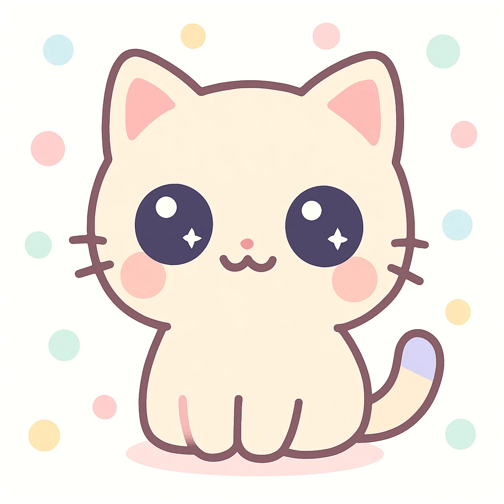 cute anime cat with big sparkling eyes, pastel colors emoji